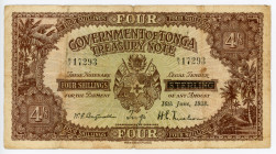 Tonga 4 Shillings 1938
P# 5b; # B/1 17293; F