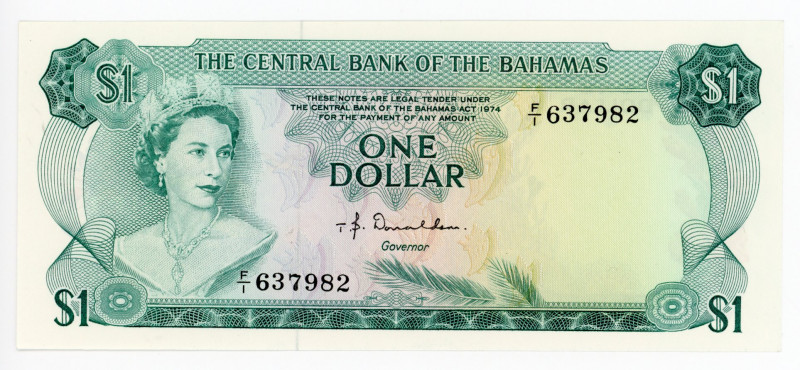 Bahamas 1 Dollar 1974
P# 35a; #F/1 637982; UNC