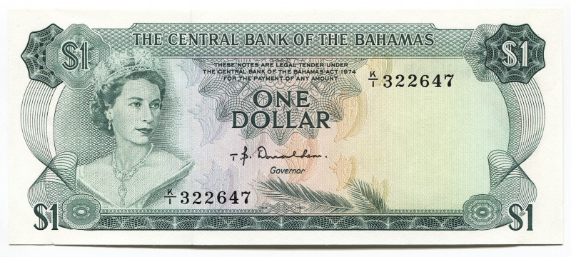 Bahamas 1 Dollar 1974
P# 35a; #K1-322647; AUNC