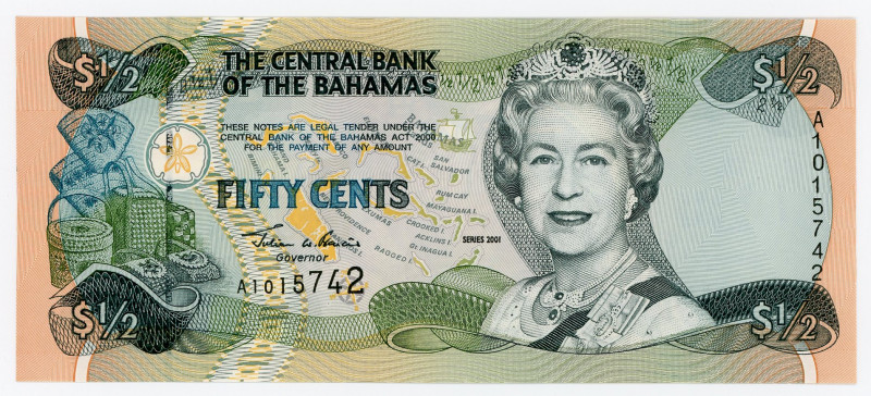 Bahamas 1/2 Dollar 2001
P# 68; #A1015742; UNC