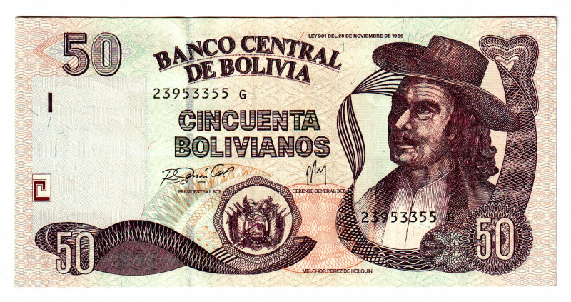 Bolivia 50 Bolivianos 1986 (2005)
P# 230; XF