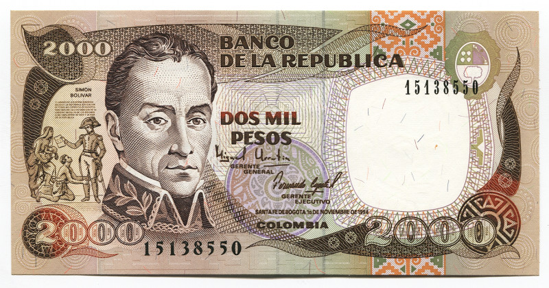 Colombia 2000 Pesos 1994
P# 439b; # 15138550; UNC