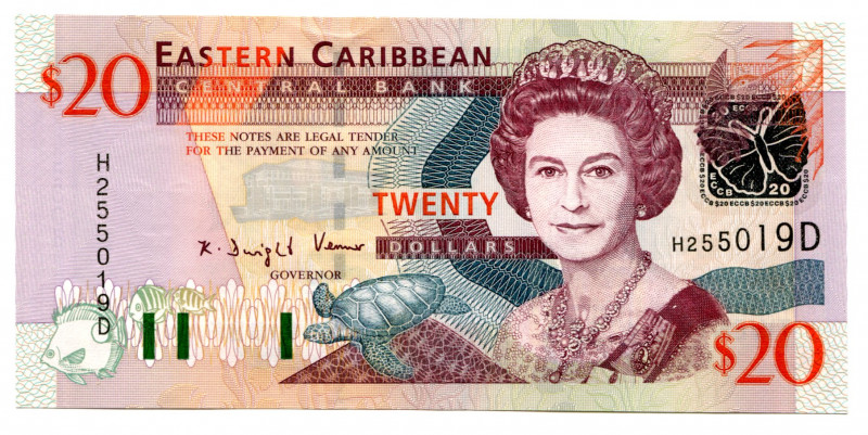 East Caribbean States Domonica 20 Dollars 2003 (ND)
P# 44d; #H255019D; UNC