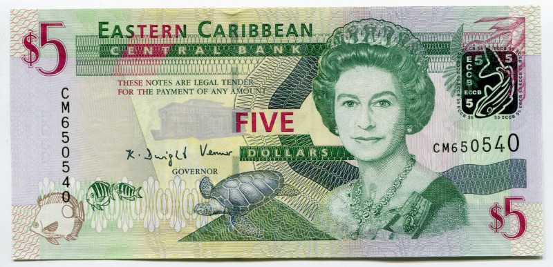 East Caribbean States 5 Dollars 2008 (ND)
P# 47a; # CM 650540; UNC