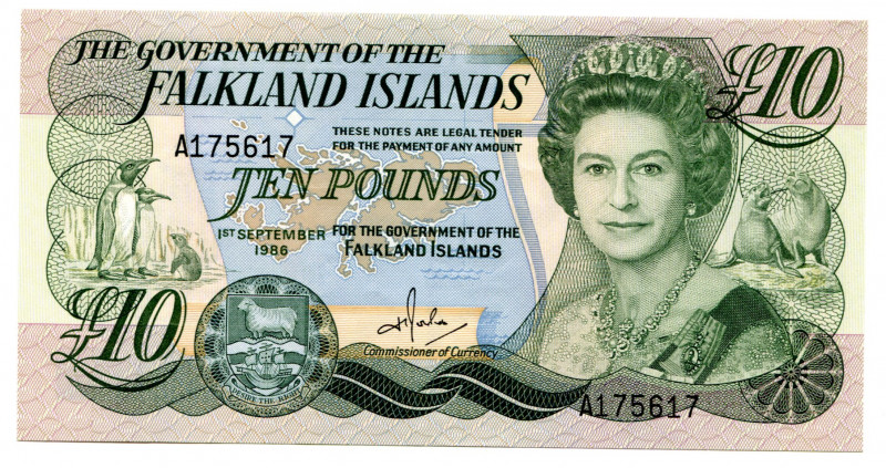 Falkland Islands 10 Pounds 1986
P# 14a; #A175617; UNC