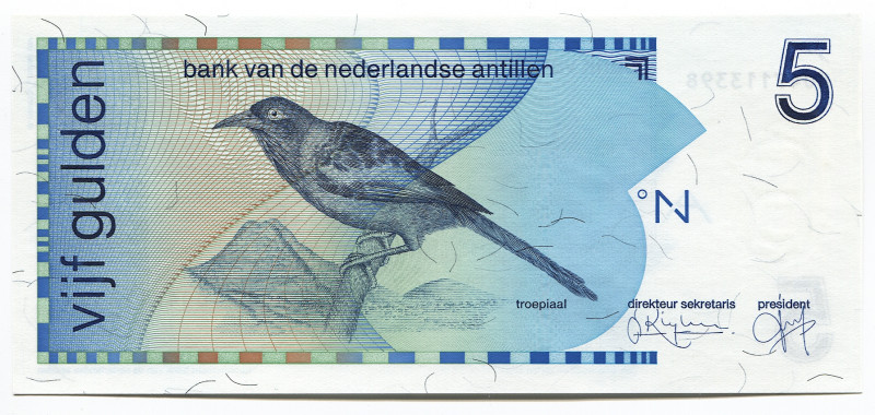 Netherlands Antilles 5 Gulden 1994
P# 22c; #0047113398; UNC