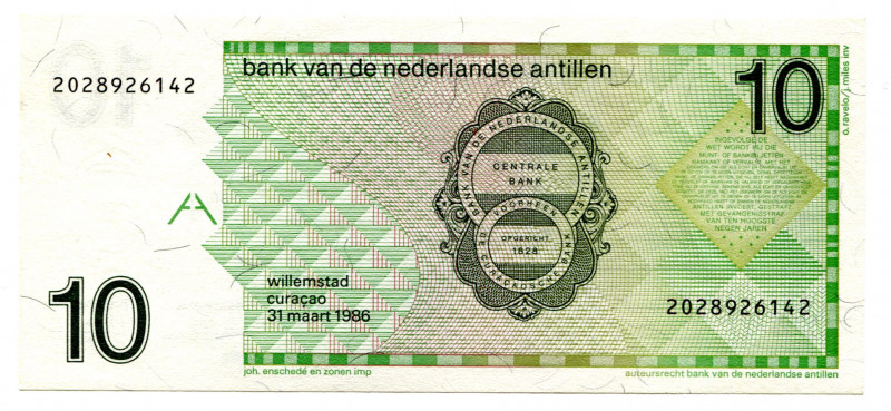 Netherlands Antilles 10 Gulden 1986
P# 23a; #2028926142; UNC