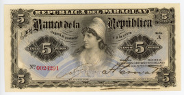 Paraguay 5 Pesos 1907
P# 156; #A0024291; UNC
