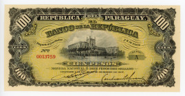 Paraguay 100 Pesos 1907
P# 159; #A0013759; UNC