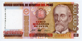 Peru 5000000 Intis 1990
P# 149; # A1434411E; AUNC-UNC