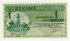 Suriname 1 Gulden 1965
P# 116a; # CD089107; UNC