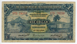 Trinidad & Tobago 1 Dollar 1942
P# 5c; #17D78250; VG+