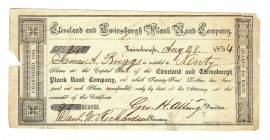 United States Cleveland and Swinsburgh Plank Road Company 90 Shares 25 Dollars Each 1854
VF