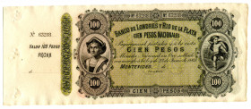 Uruguay 100 Pesos 1862
P# S245r; #63288; UNC