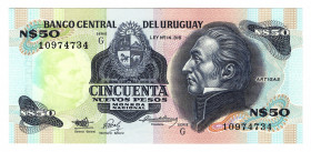 Uruguay 50 Pesos 1989
P# 61A; UNC