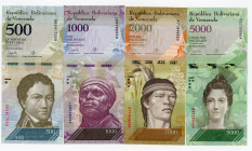 Venezuela Lot of 8 Banknotes 2012 - 2018
(x2) 2 5 10 500 1000 2000 5000 Bolivares; UNC