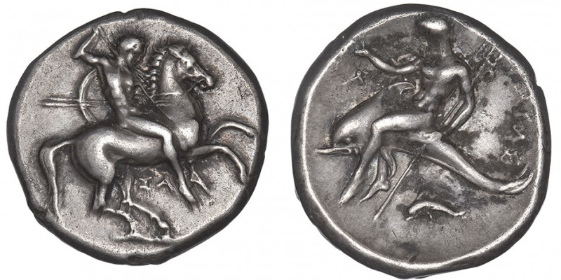 Calabre, Tarente. Didrachme ND (334-302 av. J.-C.).

SNG Cop.848 ; Argent - 7,...