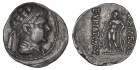 Royaume de Bactriane, Eucratide II (c.145-140 av. J.-C.). Tétradrachme ND (145-140 av. J.-C.).

Bop.4-8 (série 1 H) ; Argent - 15,7 g - 30,5 mm - 11...