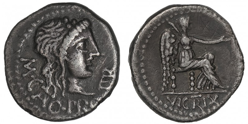 M. Porcius Cato. Quinaire ND (89 av. J.-C.), Rome.

RRC.343/2b - Syd.1054a ; A...