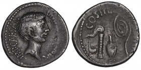 Octave et Agrippa (triumvirat). Denier ND (36 av. J.-C.), atelier itinérant.

RRC.538/1 - Syd.1334 ; Argent - 3,03 g - 18,5 mm - 8 h

Provient de ...