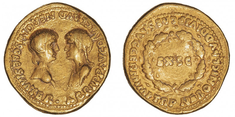 Néron et Agrippine mineure. Aureus 54, Rome.

RIC.3 - C.6 v. - Calicó 400 ; Or...