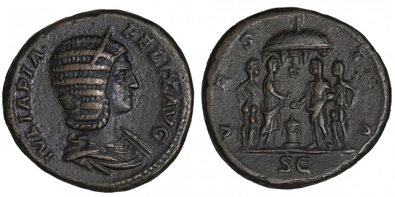 Julia Domna (193-211). Dupondius ou as ND (211-217), Rome.

RIC.607 ; Bronze -...