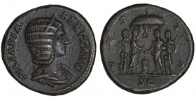 Julia Domna (193-211). Dupondius ou as ND (211-217), Rome.

RIC.607 ; Bronze - 13,62 g - 24,5 mm - 12 h

Frappe sous Caracalla. Rare ! TTB à Super...