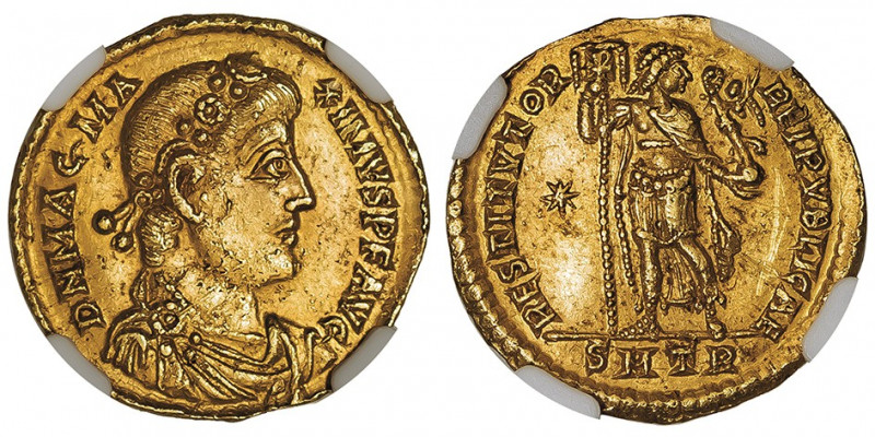 Magnus Maximus (383-388). Solidus 383-384, Trèves.

RIC.76 ; Or - 4,47 g - 21 ...