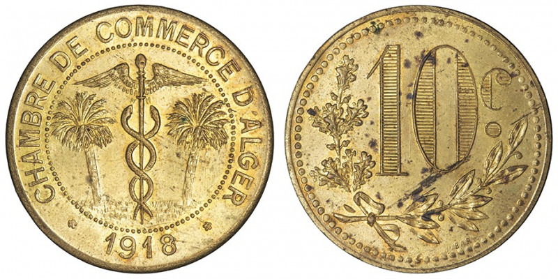 IIIe République (1870-1940). Essai de 10 centimes en laiton 1918, Paris.

Lec....
