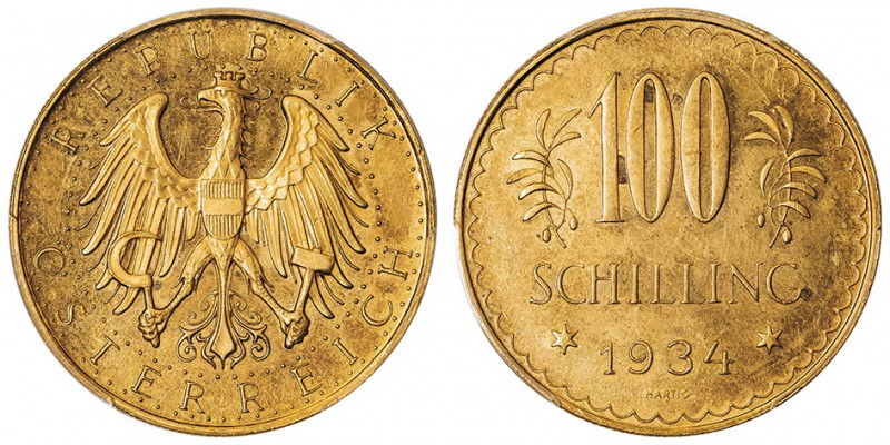 République (1918-1938). 100 schilling 1934, Vienne.

Fr.520 ; Or - 32,5 mm - 1...
