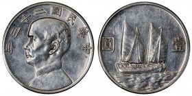 République de Chine (1912-1949). Dollar, Sun Yat-Sen An 23 (1934).

KM.Y#345 ; Argent - 26,73 g - 39 mm - 12 h

PCGS Genuine Polished - XF Detail ...