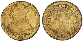 Charles III (1759-1788). 8 escudos 1787, Popayan.

Fr.36 ; Or - 26,91 g - 35 mm - 12 h

TB.