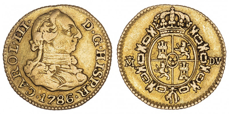 Charles III (1759-1788). 1 escudo 1786/5 DV, Madrid.

Aureo - - Fr.288 ; Or - ...