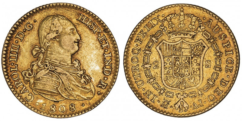 Charles IV (1788-1808). 2 escudos 1808 AI, Madrid.

Aureo 1320 - Fr.296 ; Or -...