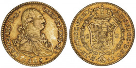 Charles IV (1788-1808). 2 escudos 1808 AI, Madrid.

Aureo 1320 - Fr.296 ; Or - 6,62 g - 22 mm - 12 h

Provient de la vente Auctiones AG 3, Bâle, 4...