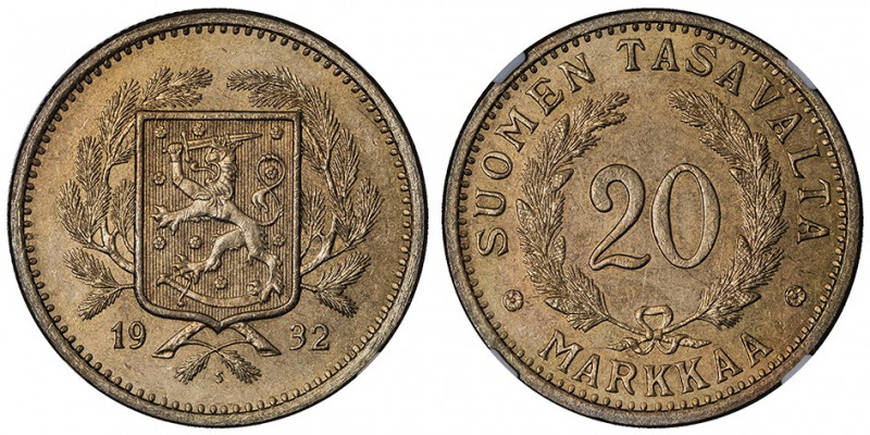 République. 20 markkaa 1932 S.

KM.32 ; Bronze-aluminium - 13 g - 31 mm - 12 h...