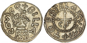 Bellange ou Éblange ?, monétaire Bertelaicus. Trémissis c.650, Bellange ou Éblange ? (Ibillacus vicus).

Robert RN 1863, p.346, pl. XVII/6 - B.860 v...