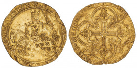 Jean II le Bon (1350-1364). Franc à cheval ND (1360).

Dy.294 - Fr.279 ; Or - 3,50 g - 27 mm - 8 h

Flan court et irrégulier. La représentation du...