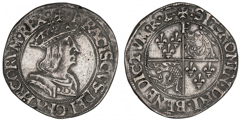 François Ier (1515-1547). Teston du Dauphiné, 2e type ND (à partir de 1528), Rom...