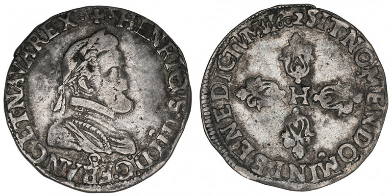 Henri IV (1589-1610). Demi-franc 1602, 9, Rennes.

Dy.1212 ; Argent - 6,83 g -...