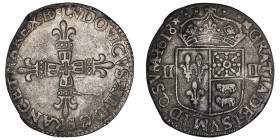 Louis XIII (1610-1643). Quart d’écu de Béarn 1618, M, Morlaàs.

Dy.1338 - G.30 ; Argent - 9,22 g - 30 mm - 6 h

TB à TTB.