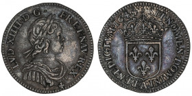 Louis XIV (1643-1715). Douzième d’écu à la mèche courte 1644, A, Paris (rose).

Dy.1464 - G.111 ; Argent - 2,24 g - 20 mm - 6 h

Variété avec le d...