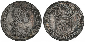 Louis XIV (1643-1715). Douzième d’écu à la mèche courte 1644, A, Paris (point).

Dy.1464 - G.111 ; Argent - 2,21 g - 20 mm - 6 h

TB à TTB.
