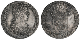 Louis XIV (1643-1715). Demi-écu à la mèche longue 1656, L, Bayonne.

Dy.1470 - G.169 ; Argent - 13,57 g - 31 mm - 6 h

Quelques stries d’ajustage....