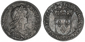 Louis XIV (1643-1715). Douzième d’écu à la mèche longue 1654, A, Paris.

Dy.1472 - G.112 ; Argent - 2,23 g - 20 mm - 6 h

Patine grise ancienne. T...