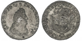 Louis XIV (1643-1715). Demi-écu de Flandre aux palmes 1694, W, Lille.

Dy.1529 - G.187 ; Argent - 18,48 g - 36 mm - 6 h

Type rare et recherché. D...