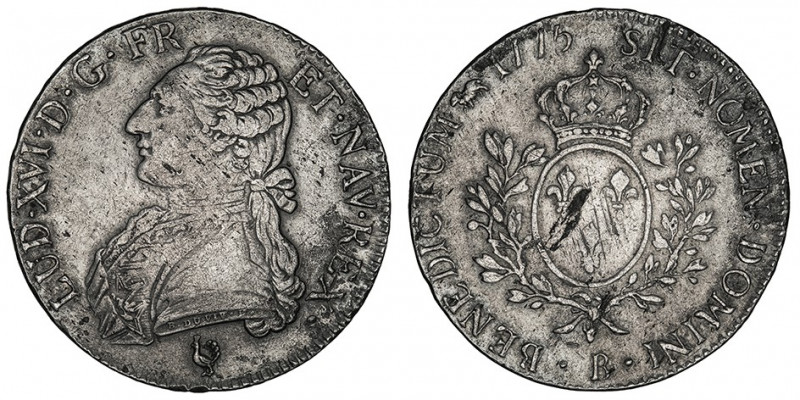 Louis XVI (1774-1792). Écu aux rameaux d’olivier 1775, B, Rouen.

Dy.1708 - G....