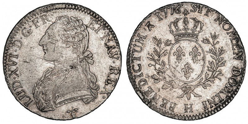 Louis XVI (1774-1792). Écu aux rameaux d’olivier 1776, H, La Rochelle.

Dy.170...