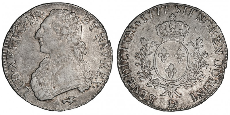 Louis XVI (1774-1792). Écu aux rameaux d’olivier 1777, D, Lyon.

Dy.1708 - G.3...