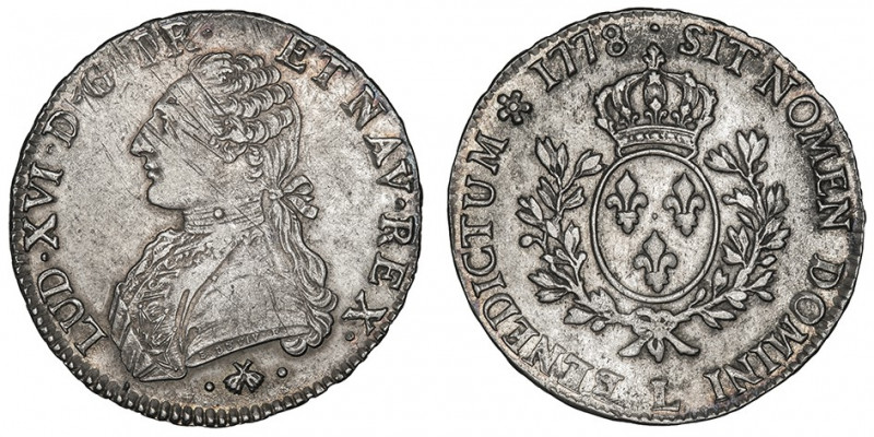 Louis XVI (1774-1792). Écu aux rameaux d’olivier 1778, L, Bayonne.

Dy.1708 - ...